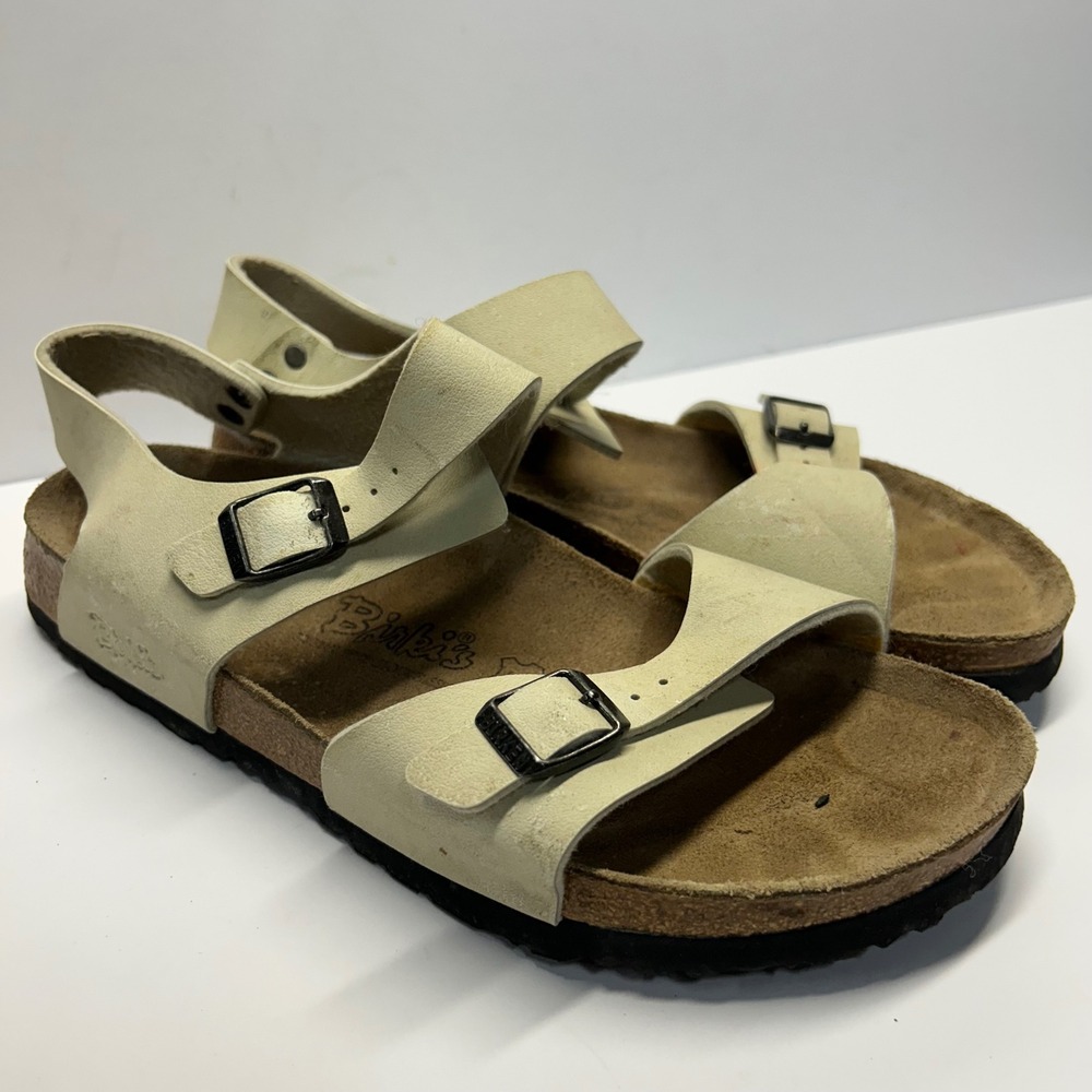 Birki's Milano Sandals Cream Men 8 EU 41 Backstrap Cork Footbed Comfort